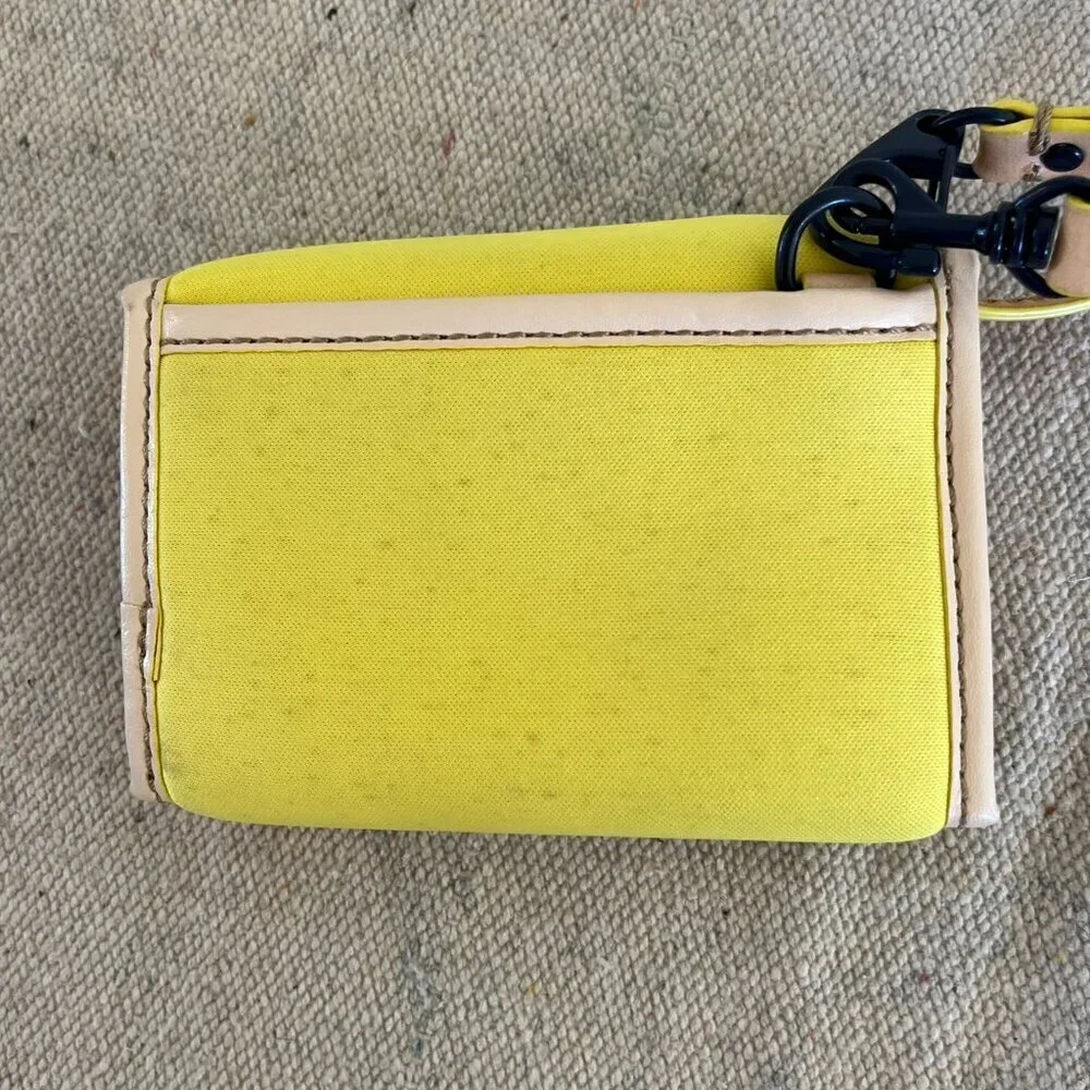 Juicy Couture Neon Yellow Cloth/ Leather Wallet/Keychain/Wristlet